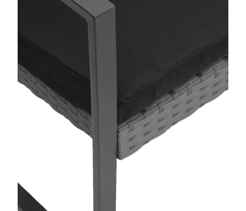 Set comedor jardín 5 pzas cojines PP aspecto ratán gris oscuro