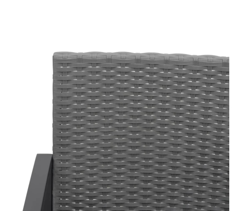 Set comedor jardín 5 pzas cojines PP aspecto ratán gris oscuro