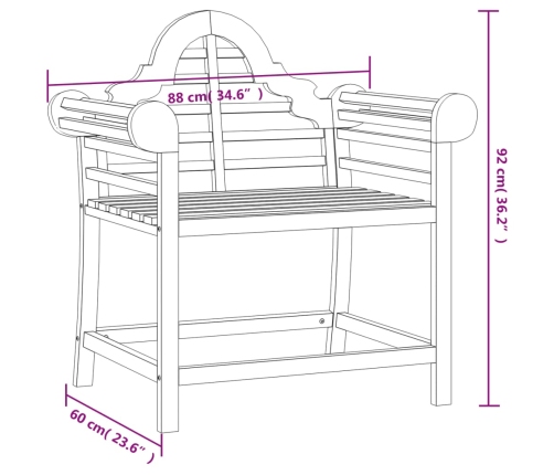 vidaXL Silla de jardín madera maciza de teca 88x60x92 cm