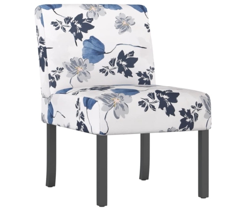 Silla tapizada de tela con estampado de flores azul