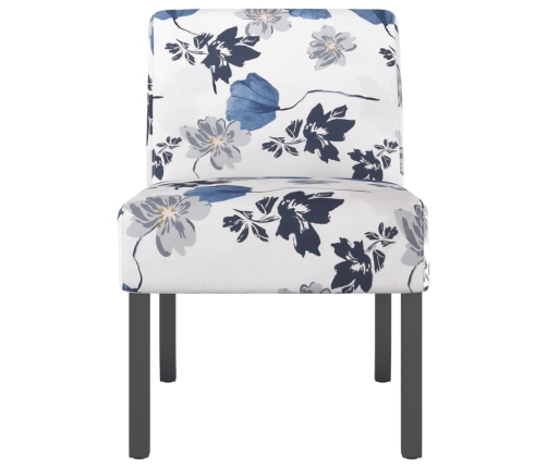 Silla tapizada de tela con estampado de flores azul