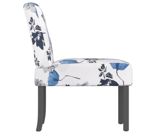 Silla tapizada de tela con estampado de flores azul