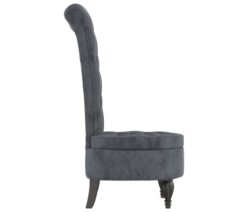 Sillón de respaldo alto con botones terciopelo gris oscuro