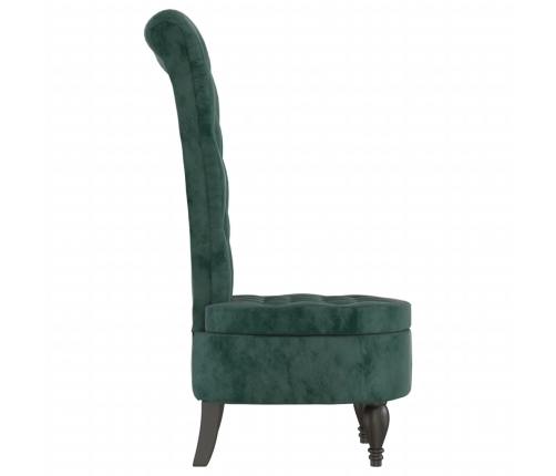 Sillón de respaldo alto con botones terciopelo verde oscuro