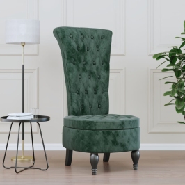 Sillón de respaldo alto con botones terciopelo verde oscuro