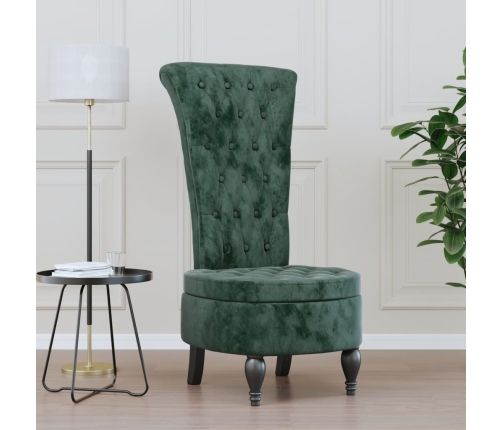 Sillón de respaldo alto con botones terciopelo verde oscuro