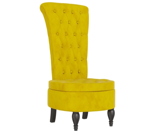 Sillón de respaldo alto con botones terciopelo amarillo