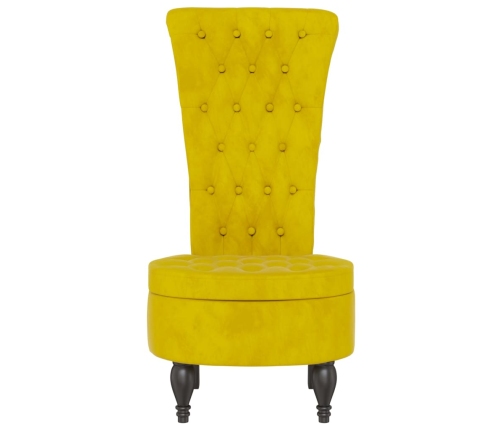 Sillón de respaldo alto con botones terciopelo amarillo