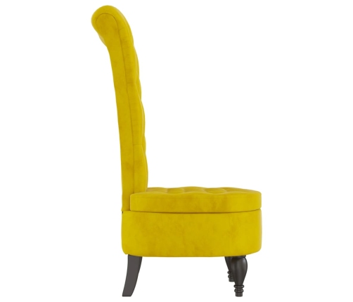 Sillón de respaldo alto con botones terciopelo amarillo