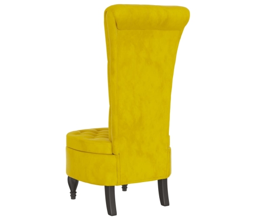 Sillón de respaldo alto con botones terciopelo amarillo