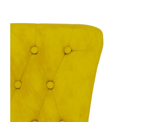 Sillón de respaldo alto con botones terciopelo amarillo