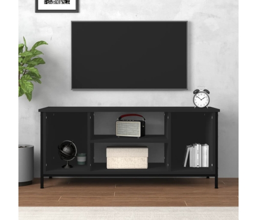 Mueble de TV madera contrachapada negro 102x35x45 cm