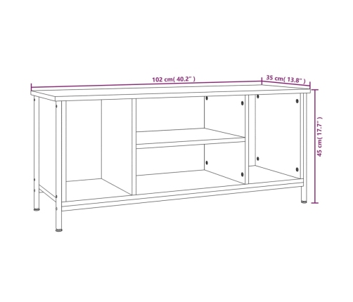 Mueble de TV madera contrachapada negro 102x35x45 cm