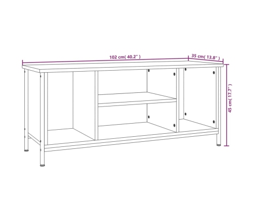 Mueble para TV madera contrachapada roble marrón 102x35x45 cm