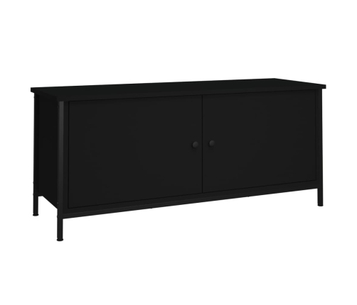 Mueble TV con puertas madera contrachapada negro 102x35x45 cm