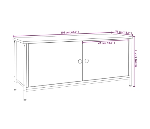 Mueble TV con puertas madera contrachapada negro 102x35x45 cm