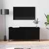 Mueble TV con puertas madera contrachapada negro 102x35x45 cm