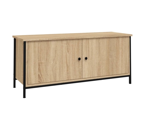 Mueble TV con puertas contrachapada roble Sonoma 102x35x45 cm