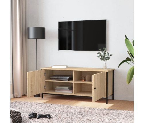 Mueble TV con puertas contrachapada roble Sonoma 102x35x45 cm