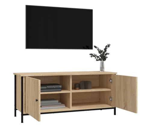 Mueble TV con puertas contrachapada roble Sonoma 102x35x45 cm