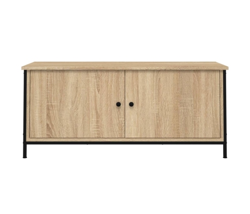 Mueble TV con puertas contrachapada roble Sonoma 102x35x45 cm