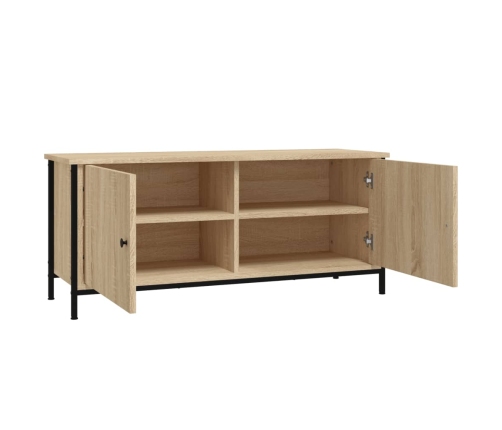 Mueble TV con puertas contrachapada roble Sonoma 102x35x45 cm