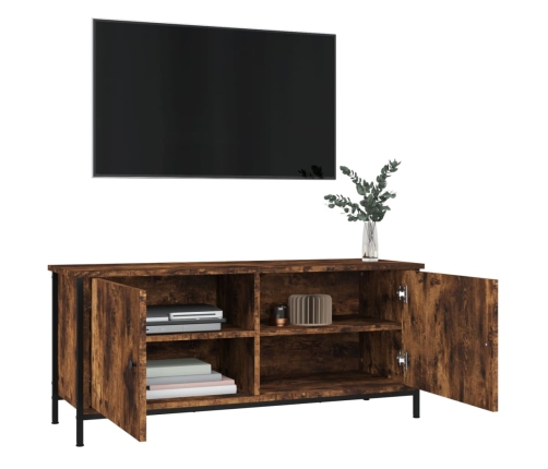 vidaXL Mueble TV con puertas contrachapada roble ahumado 102x35x45 cm