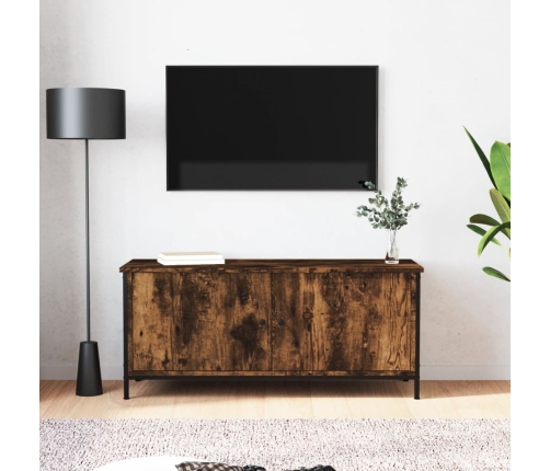 vidaXL Mueble TV con puertas contrachapada roble ahumado 102x35x45 cm