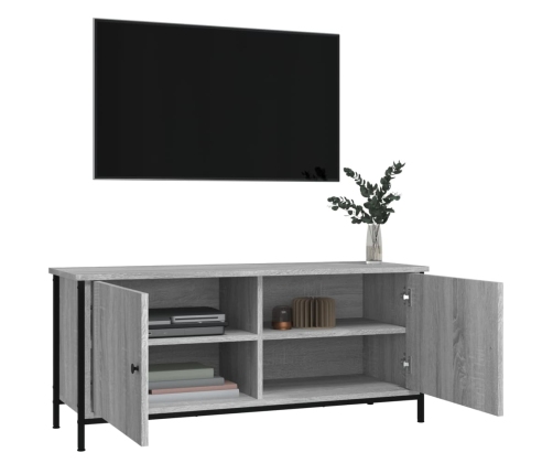 Mueble TV con puertas contrachapada gris Sonoma 102x35x45 cm