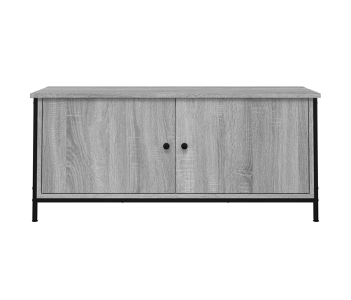 Mueble TV con puertas contrachapada gris Sonoma 102x35x45 cm