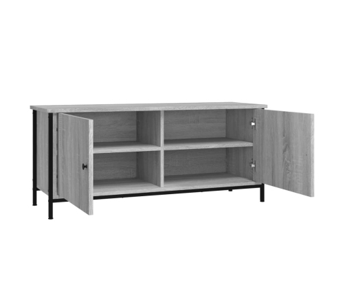 Mueble TV con puertas contrachapada gris Sonoma 102x35x45 cm