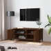 Mueble TV con puertas contrachapada marrón roble 102x35x45 cm