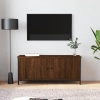 Mueble TV con puertas contrachapada marrón roble 102x35x45 cm