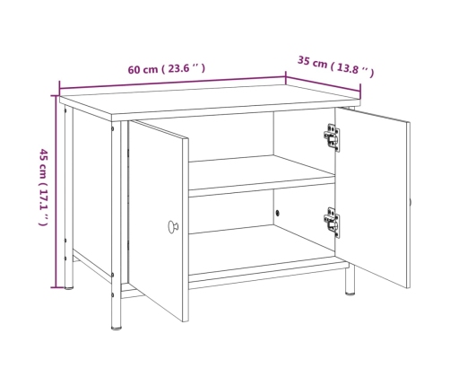 Mueble de TV con puertas madera contrachapada 60x35x45 cm