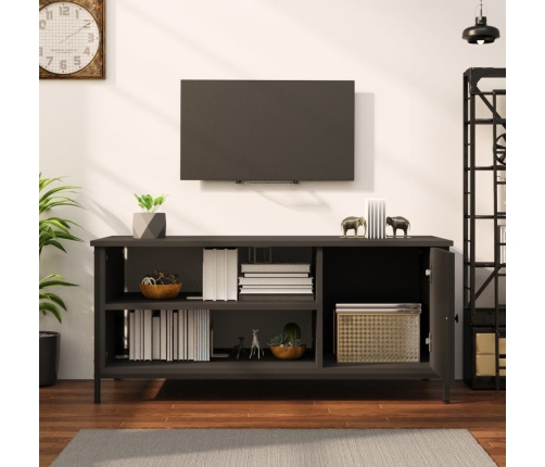 Mueble de TV madera contrachapada negro 100x40x45 cm