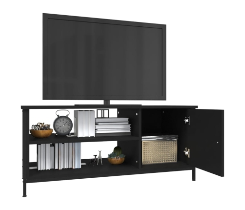 Mueble de TV madera contrachapada negro 100x40x45 cm