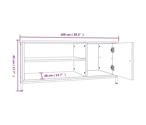 Mueble de TV madera contrachapada negro 100x40x45 cm