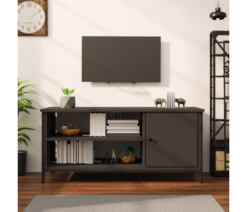 Mueble de TV madera contrachapada negro 100x40x45 cm