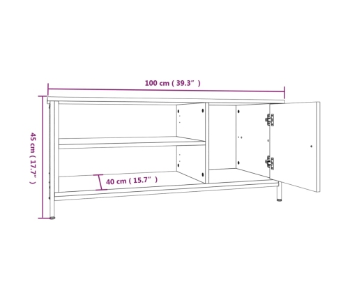 Mueble de TV madera contrachapada roble ahumado 100x40x45 cm