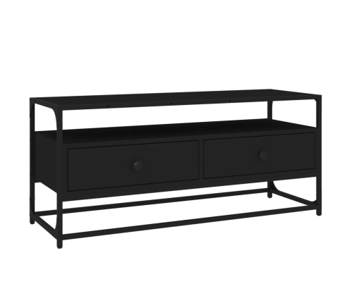 Mueble de TV madera contrachapada negro 100x35x45 cm