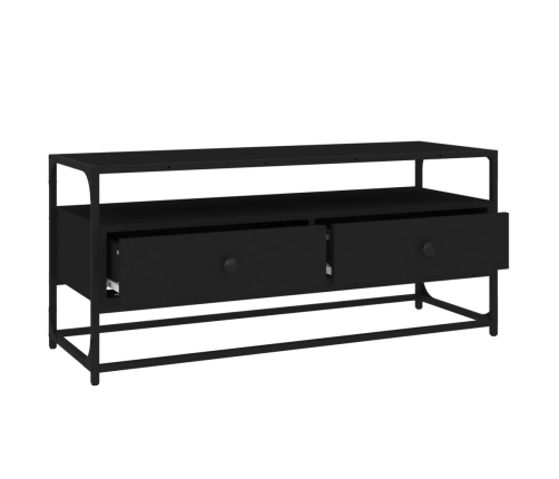 Mueble de TV madera contrachapada negro 100x35x45 cm