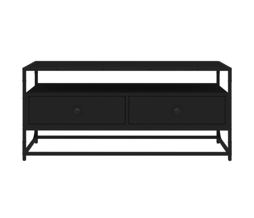 Mueble de TV madera contrachapada negro 100x35x45 cm