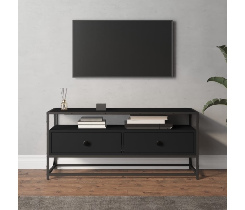 Mueble de TV madera contrachapada negro 100x35x45 cm