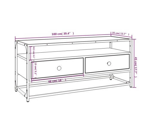 Mueble para TV madera contrachapada roble Sonoma 100x35x45 cm