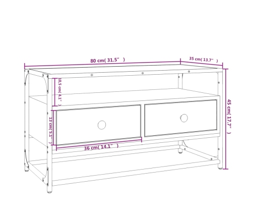 Mueble para TV madera contrachapada roble Sonoma 80x35x45 cm