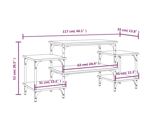 vidaXL Mueble para TV madera contrachapada negro 117x35x52 cm