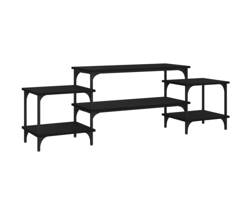 Mueble para TV madera contrachapada negro 157x35x52 cm