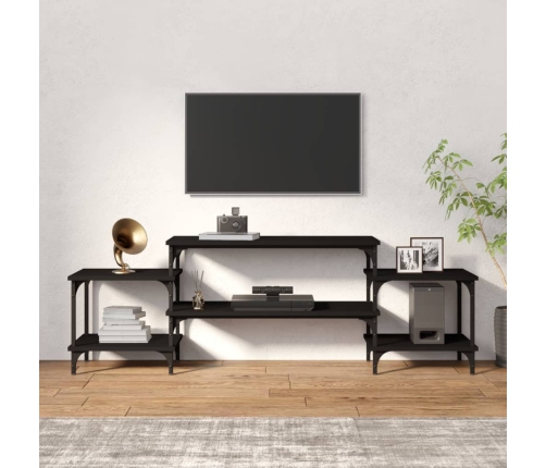 Mueble para TV madera contrachapada negro 157x35x52 cm