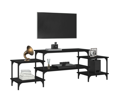 Mueble para TV madera contrachapada negro 157x35x52 cm