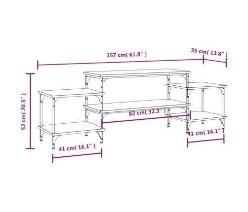 Mueble para TV madera contrachapada negro 157x35x52 cm